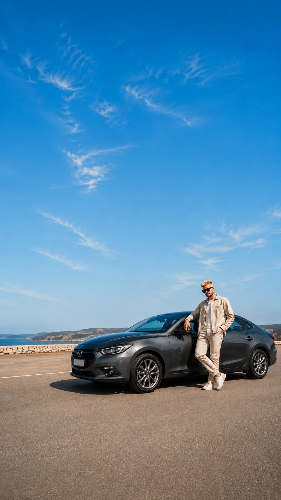 Hombre junto a su auto